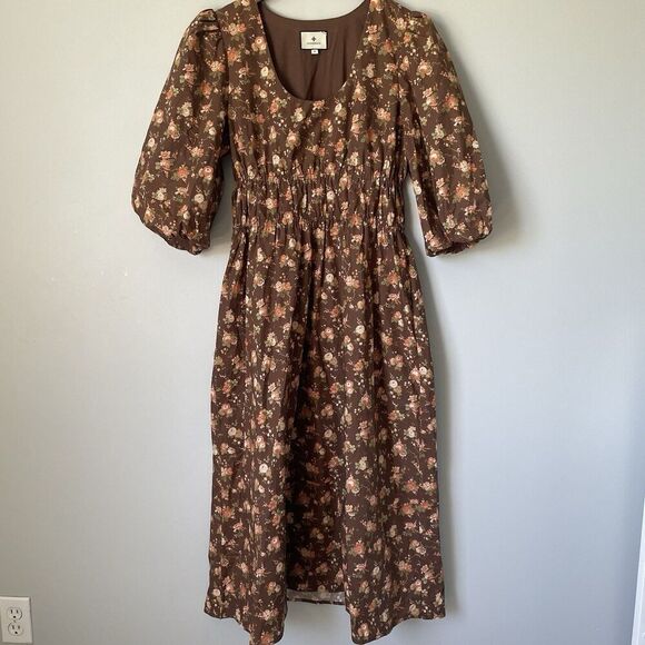 Tuckernuck Dresses & Skirts - Tuckernuck Rosewood Chintz Marlena Floral Brown Boho Midi Dress Size Medium